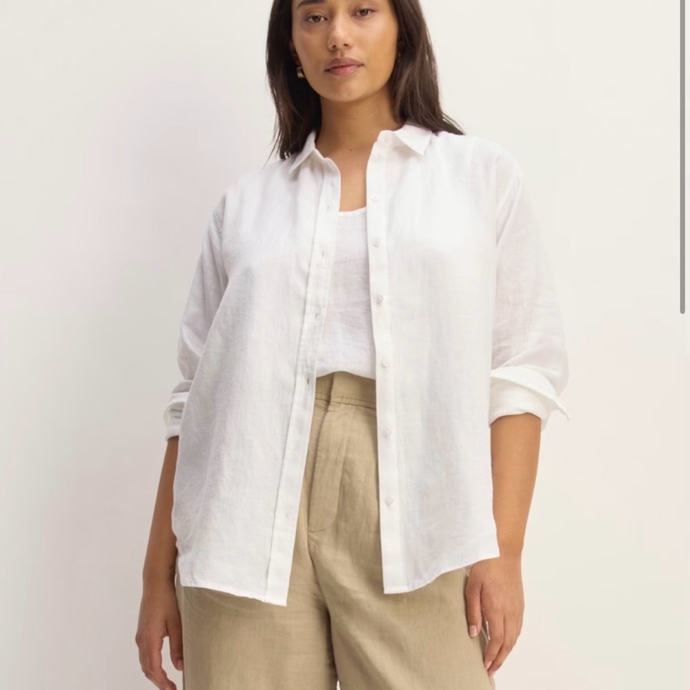 Everlane White Linen Button-Up Shirt